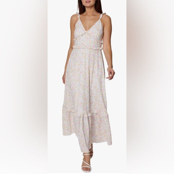 BCBGeneration Dresses & Skirts - Bcbgeneration Floral Ruffle Strap Tiered Maxi Dress In Whimsical Fields Size 12